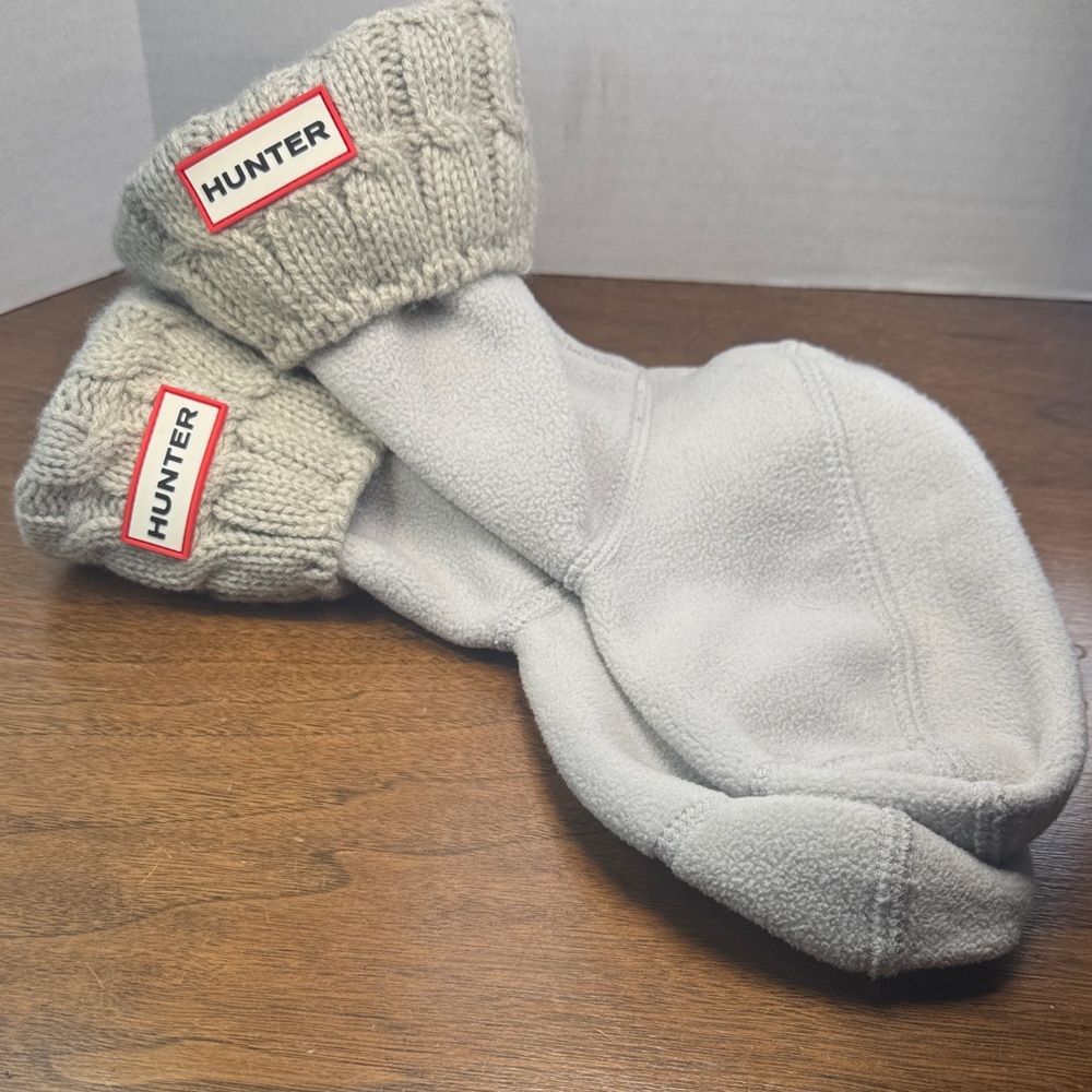 Hunter Short Sweater Fleece Boot Liner Socks, Gray, sz M (US Womens sz 5-7)